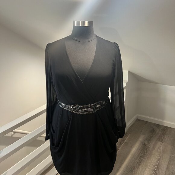 City Chic Black Long Sleeve Wrap Dress - Timeless & Elegant - Picture 6 of 7